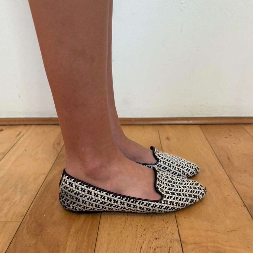 Birdies Black and White Woven Pointed-Toe Slip-Ons - Picture 5 of 6